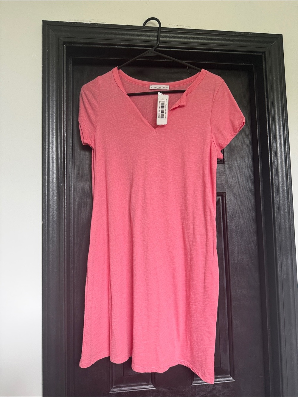 Women's Coral V-Neck Short Sleeve Dress